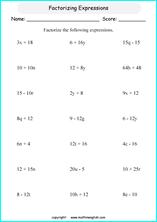 symplifying algebraic expressions worksheets for primary math
