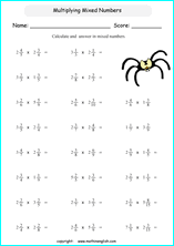 printable math multiplication of fractions worksheets for kids in primary and elementary math class 