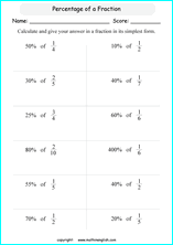 Calculate the percentage of these fractions given the fraction and the