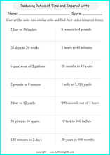 simplifying ratios math worksheets for grade 1 to 6 