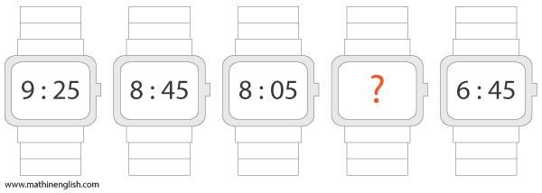 IQ puzzle with clocks for school kids