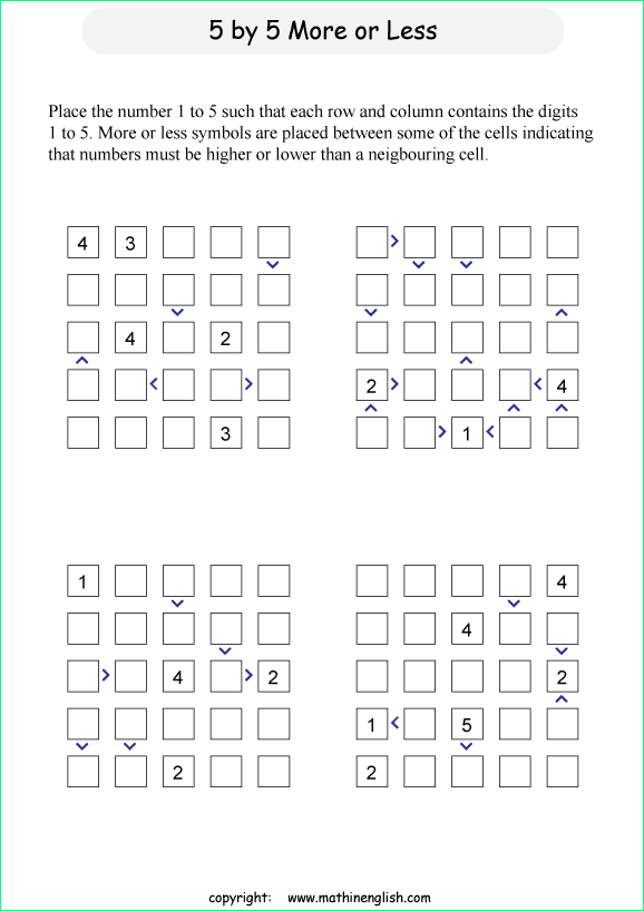 Printable Math Logic And Number Puzzle For Kids To Boost Math Skills 
