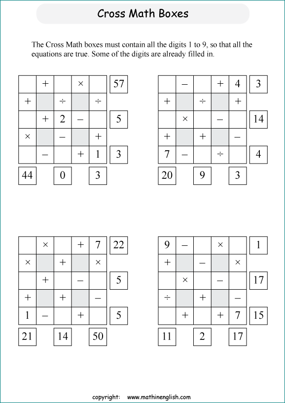 Printable math, logic and number puzzle for kids to boost math skills