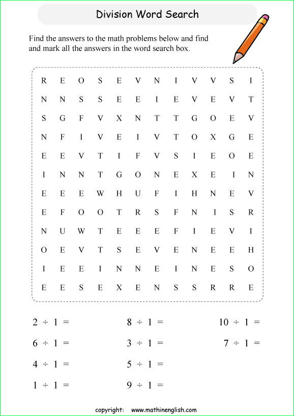 printable division word search puzzles for kids