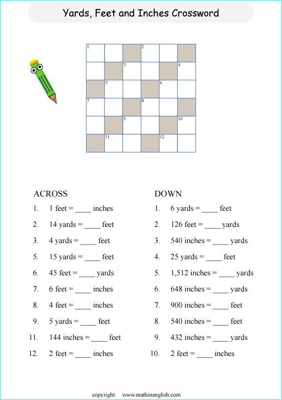 printable measurement and time crossword puzzle for kids