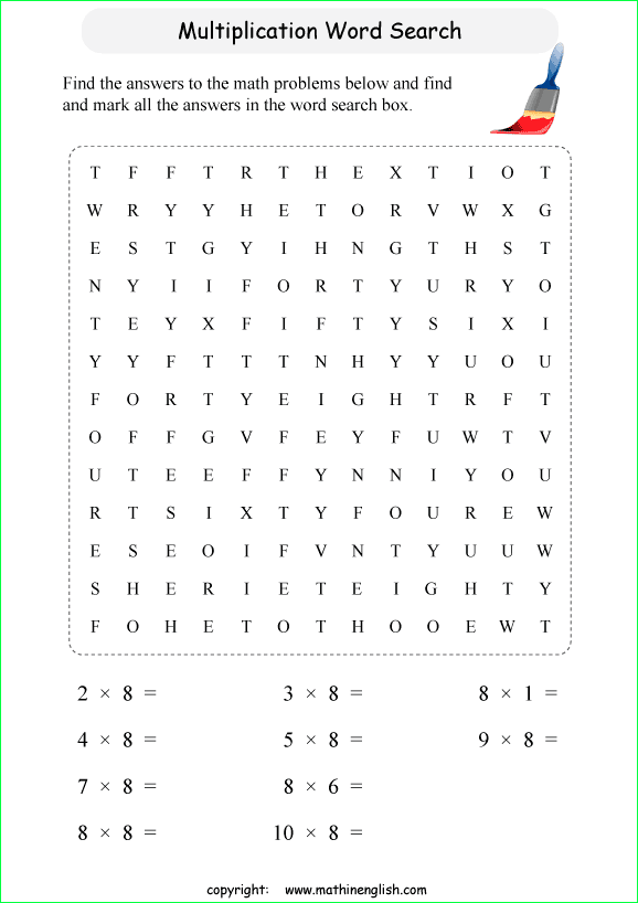 Multiplication Word Search