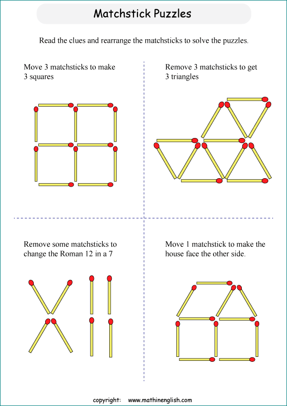 printable matchstick IQ puzzle