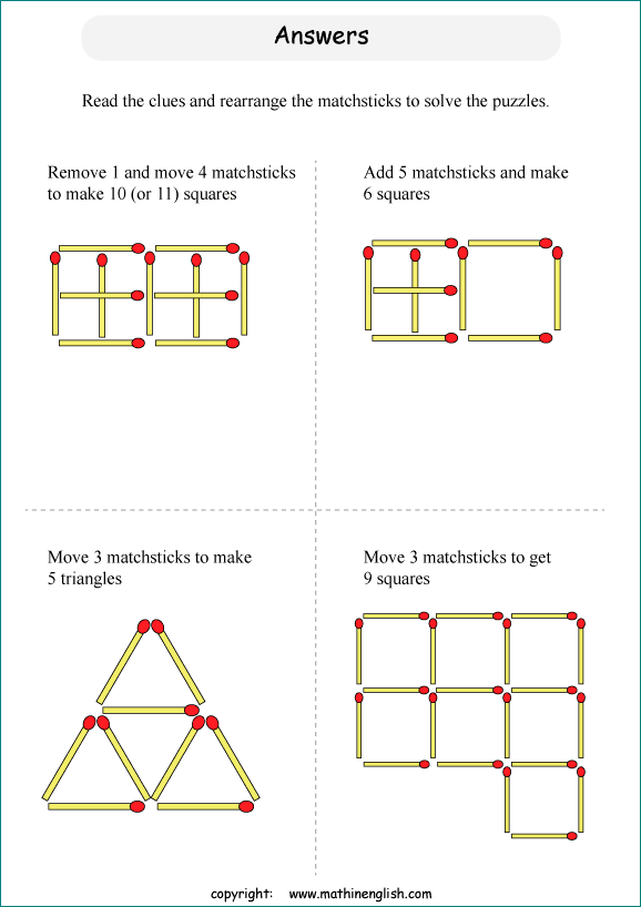 printable matchstick IQ puzzle