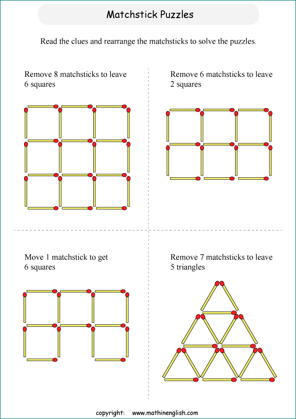 printable matchstick IQ puzzle