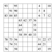 Printable Numbrix IQ puzzles for kids and math students.