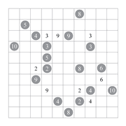 printable 10 by 10 Shikaku logic puzzle for kids