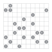 printable 10 by 10 Shikaku logic puzzle for kids