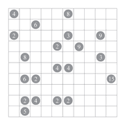 printable 10 by 10 Shikaku logic puzzle for kids