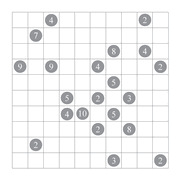 printable 10 by 10 Shikaku logic puzzle for kids