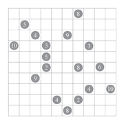 printable 10 by 10 Shikaku logic puzzle for kids