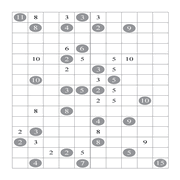 printable 10 by 15 Shikaku logic puzzle for kids