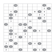 printable 10 by 15 Shikaku logic puzzle for kids