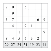 printable 10 by 7 Tenner grids math number and IQ puzzle for kids and math students