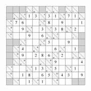 printable 12 by 12 Kakuro addition puzzle for kids