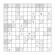 printable 12 by 12 Kakuro addition puzzle for kids