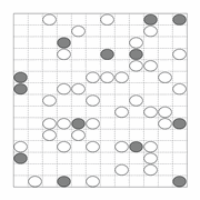 printable Japanese Masyu logic puzzle for kids and math students