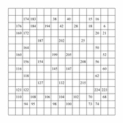 printable 15 by 15 Numbrix IQ number puzzle for kids