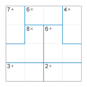 printable 4 by 4 mathdoku math operations puzzle for kids and math students