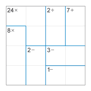 printable 4 by 4 mathdoku math operations puzzle for kids and math students