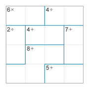 printable 4 by 4 mathdoku math operations puzzle for kids and math students