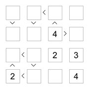 printable 4 by 4 More or Less math Sudoku for children