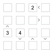 printable 4 by 4 More or Less math Sudoku for children