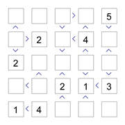 printable 5 by 5 More or Less math Sudoku for children