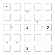 printable 5 by 5 More or Less math Sudoku for children