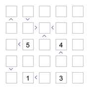 printable 5 by 5 More or Less math Sudoku for children