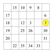 printable 6 by 6 Numbrix IQ number puzzle for kids