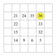 printable 6 by 6 Numbrix IQ number puzzle for kids