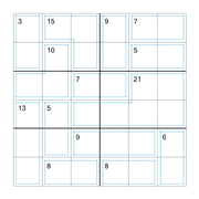 printable 6 by 6 Killer Sudoku math operations puzzle for kids and math students