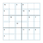 printable 6 by 6 Killer Sudoku math operations puzzle for kids and math students