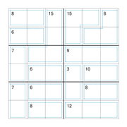 printable 6 by 6 Killer Sudoku math operations puzzle for kids and math students