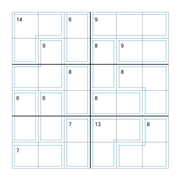 printable 6 by 6 Killer Sudoku math operations puzzle for kids and math students