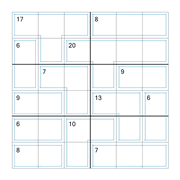 printable 6 by 6 Killer Sudoku math operations puzzle for kids and math students