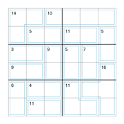 printable 6 by 6 Killer Sudoku math operations puzzle for kids and math students