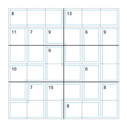 printable 6 by 6 Killer Sudoku math operations puzzle for kids and math students