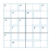 printable 6 by 6 Killer Sudoku math operations puzzle for kids and math students