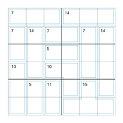 printable 6 by 6 Killer Sudoku math operations puzzle for kids and math students