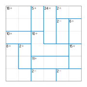 printable 6 by 6 mathdoku math operations puzzle for kids and math students