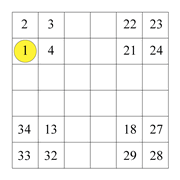 printable 6 by 6 Numbrix IQ number puzzle for kids