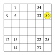 printable 6 by 6 Numbrix IQ number puzzle for kids