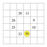 printable 6 by 6 Numbrix IQ number puzzle for kids