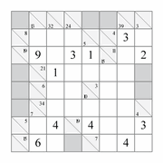 printable 8 by 8 Kakuro addition puzzle for kids